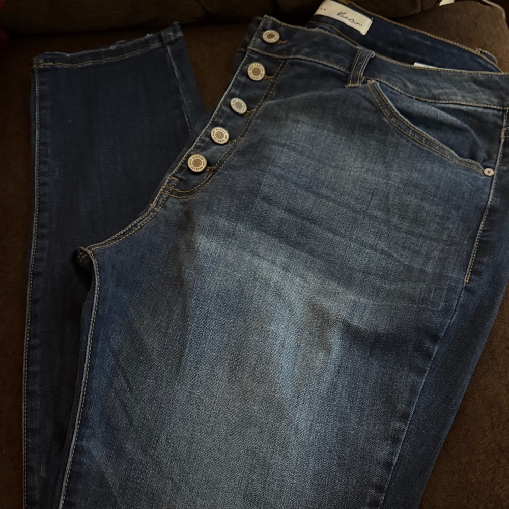 KanCan-Dark Wash Button Fly Skinny Jeans